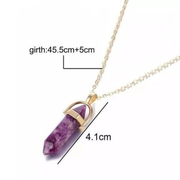 *50% OFF! Pink quartz crystal necklace boho gold chain - Picture 2 of 5